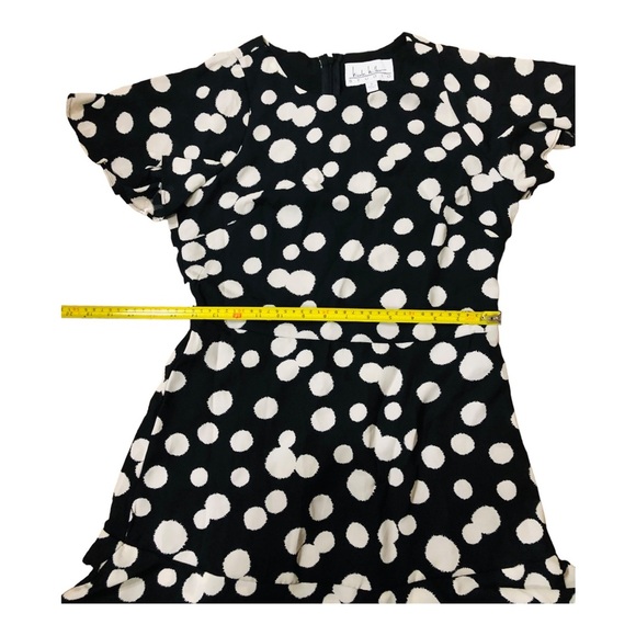 Nicole miller studio black oversize polka dot flutter hem flirty dress size 2 - Picture 16 of 16